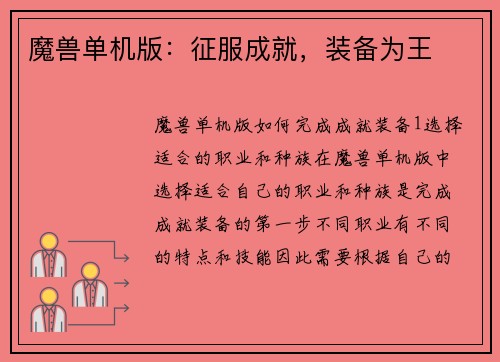魔兽单机版：征服成就，装备为王